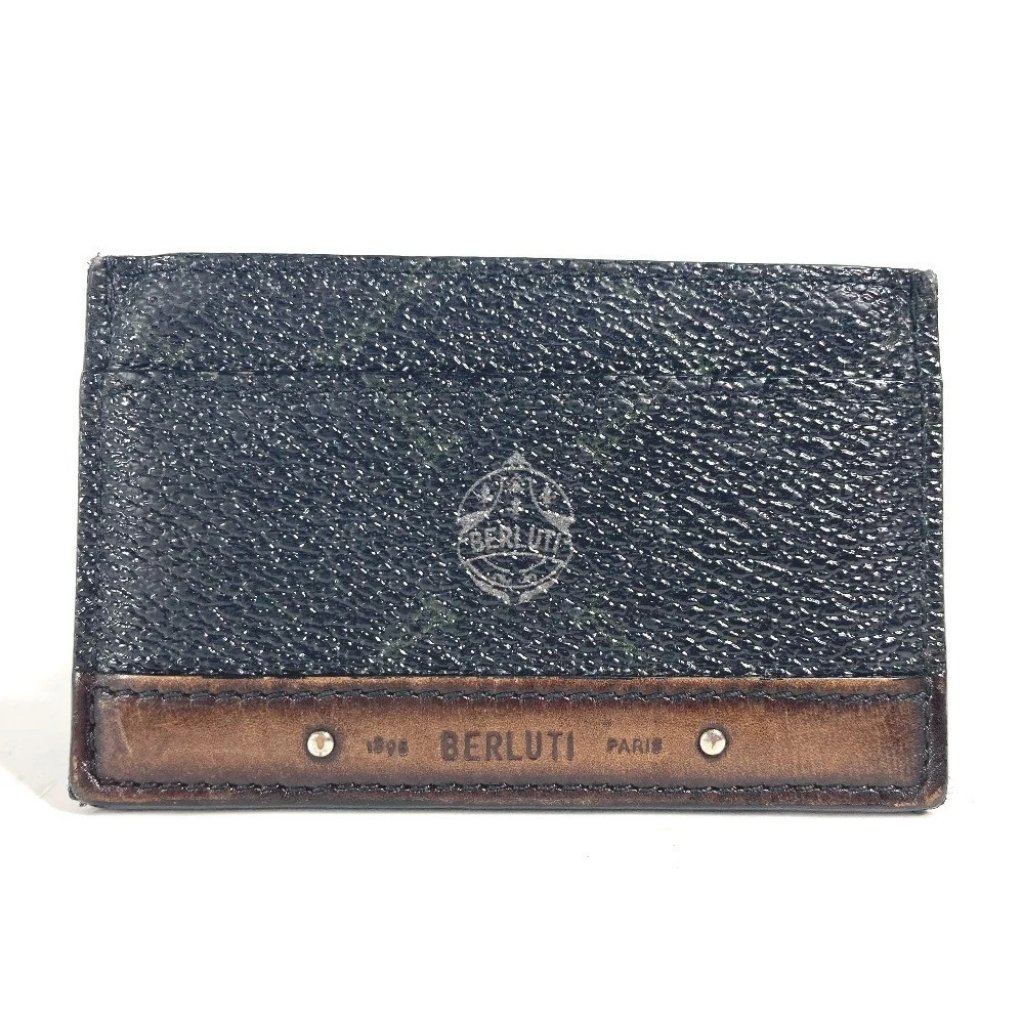 Berluti Logo Business Card Holder Pass Case Card Case LeatherPvc Black